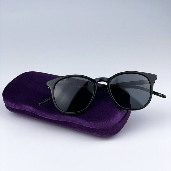 NEW Gucci GG1157S 001 Black Grey Round Unisex Sunglasses - Picture 3 of 15